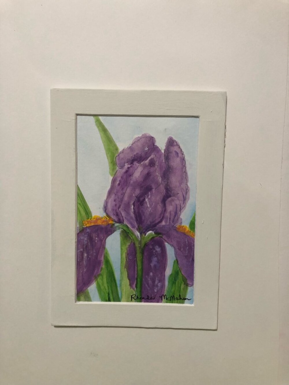Purple Iris Watercolor Painting